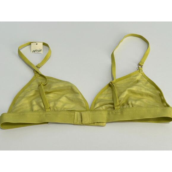 NWT Aerie Women's Neon Yellow in Striped Velvet Triangle Bralette Bra Size Small - Picture 4 of 8